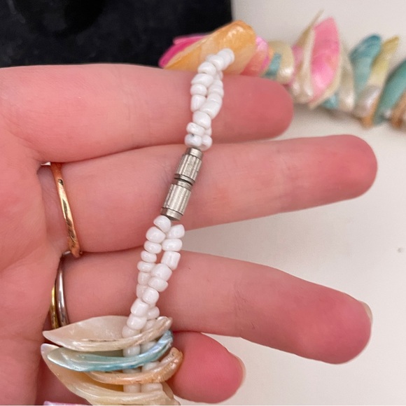 Vintage HAWAIIAN Real SHELL Rainbow Mermaid Core Summer Beach Vacation Necklace - Picture 6 of 9